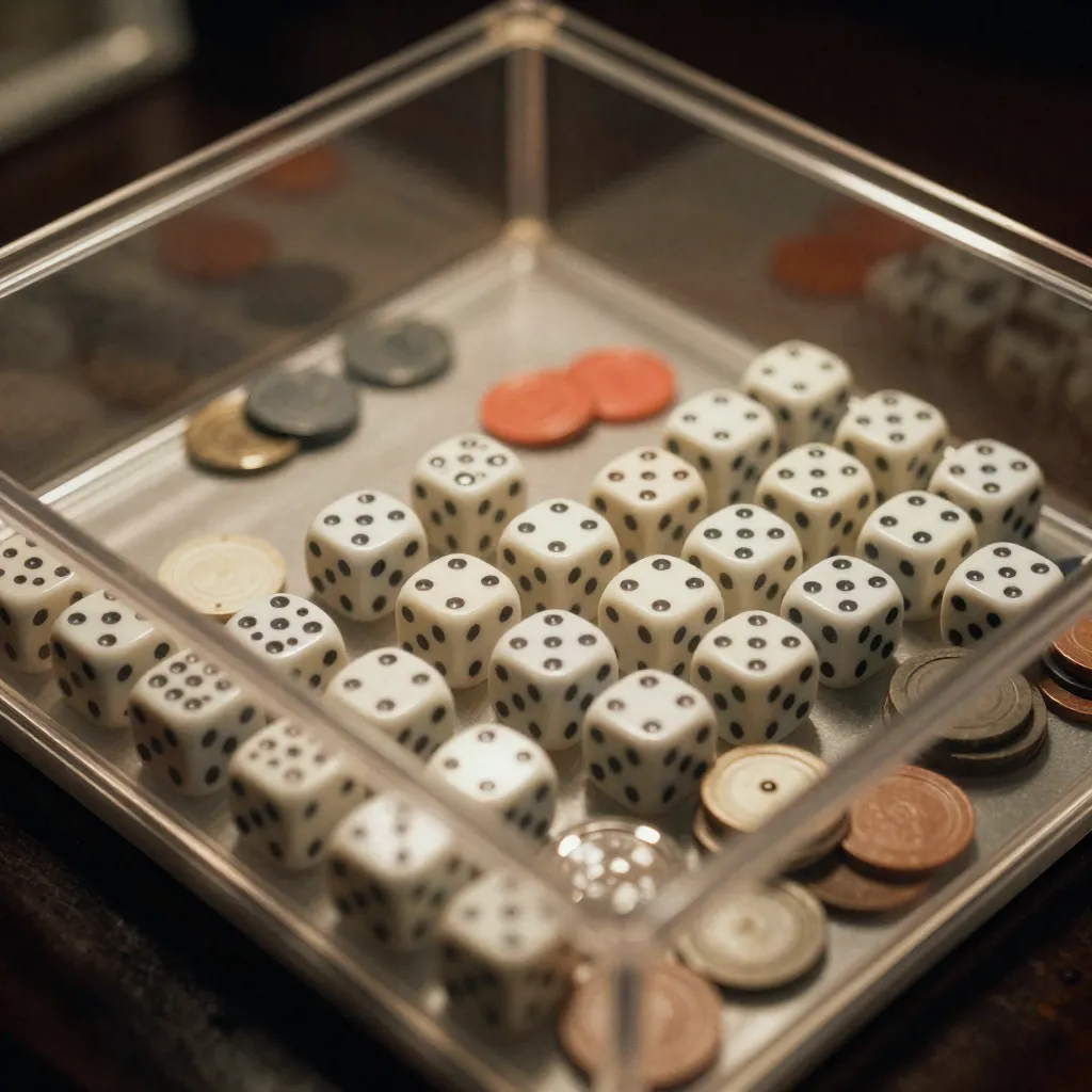 Tablero de juego con accesorios organizados